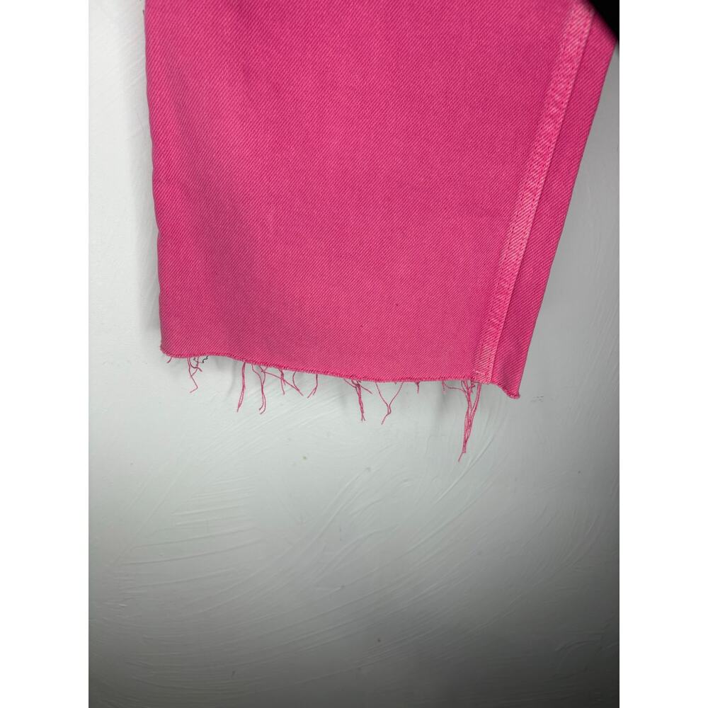 Zara Wide Leg Raw Hem Pink Jeans Denim Women's Size 6 Spring Pants High Rise NWT - Picture 5 of 10